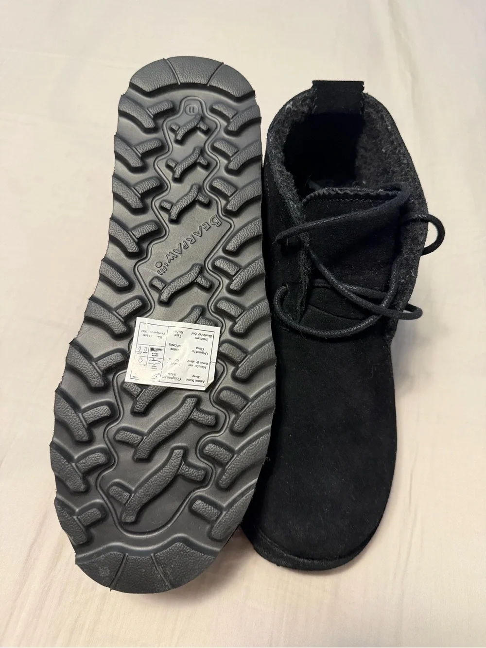 Women’s Bearpaw Black Suede Lace-Up Winter Boots
